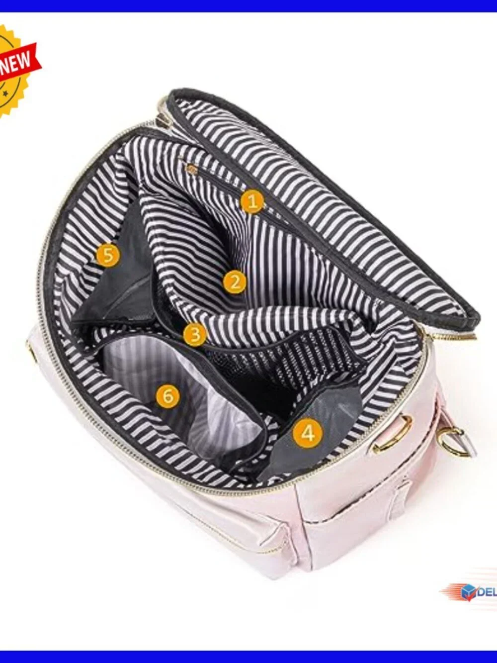 Leather Diaper Backpack with Changing Pad, 11 Pockets, Travel Bag